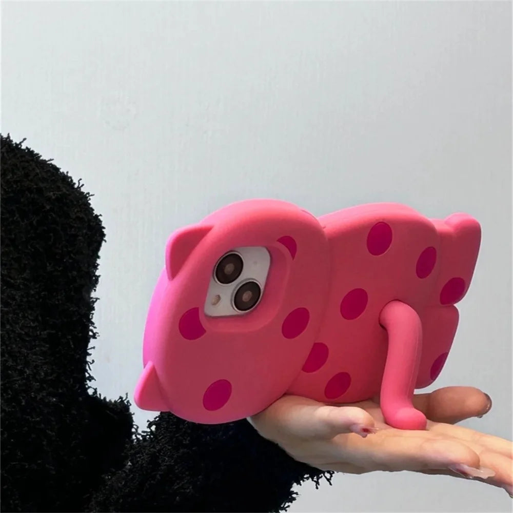 Cute CartoonPink Cat Star Diamond Frosted Laser Phone Case For iPhone 15 14 13 12 11 Pro Max 8 7 Plus XS Bow Chain Back Cover