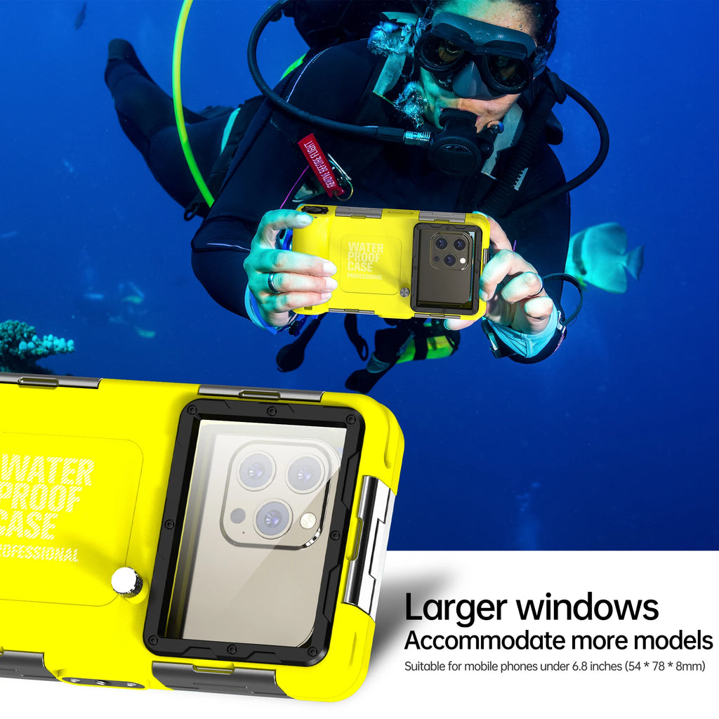 Shellbox - Underwater 15m Diving Case, Suitable for Iphone/Samsung/Xiaomi/Huawei/Google, 6.9inch Universal Waterproof Phone Case for Underwater Photography Ip68 Professional Outdoor Swimming and Diving